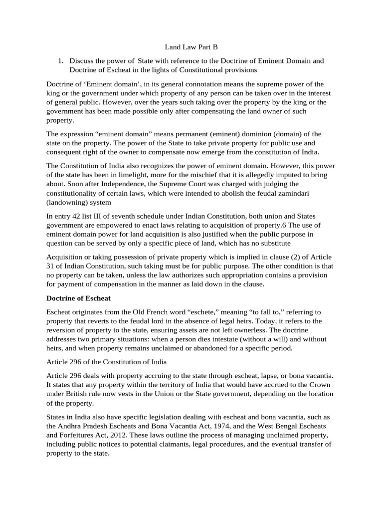 Land Law Part B | PDF | Leasehold Estate | Lease