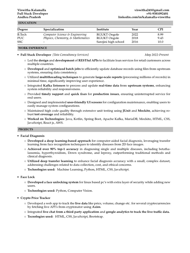 Viswitha Resume | PDF | Java Script | Amazon Web Services