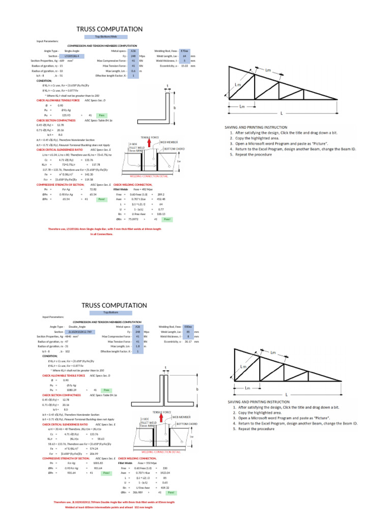 L51X51X6.4 Truss Design Analysis | PDF | Applied And Interdisciplinary ...