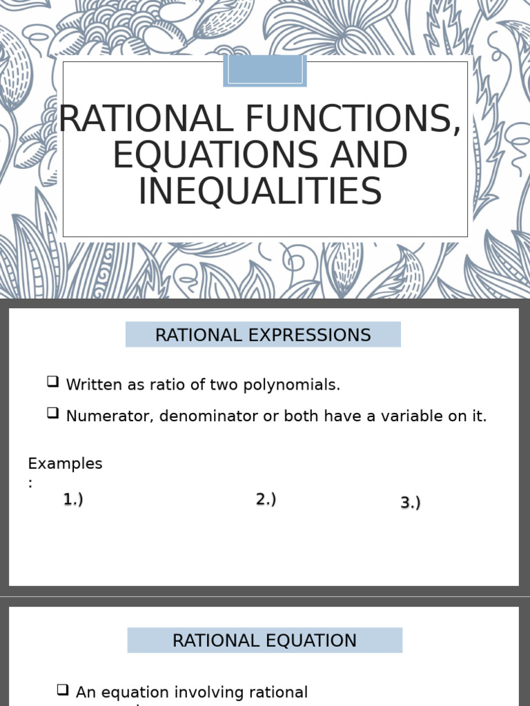 Understanding Rational Functions & Equations | PDF | Asymptote ...