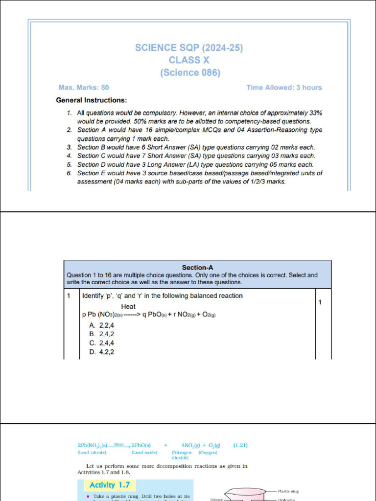Science Sample Paper Solution 2024 25 | PDF