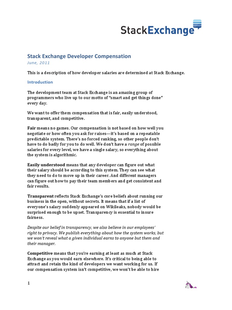 Stack Exchange Developer Compensation | PDF
