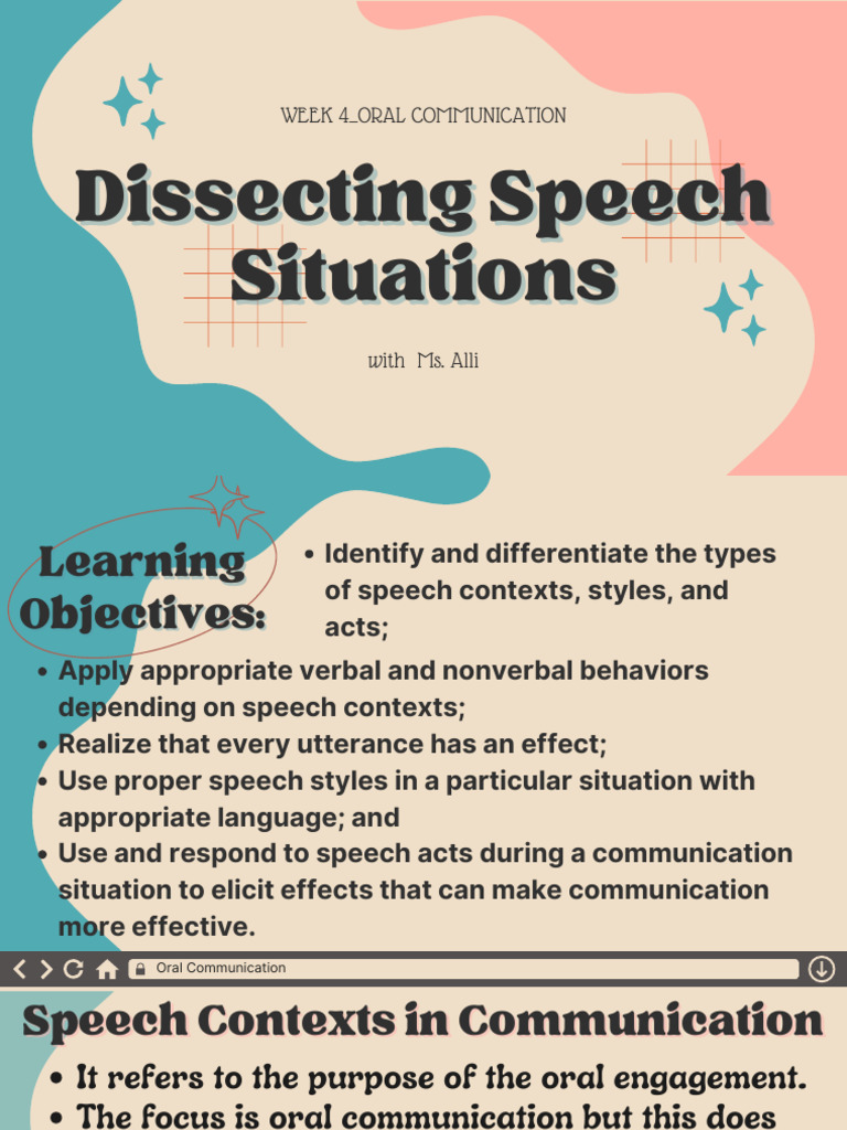 WEEK 4 - Dissecting Speech Situations | PDF | Communication ...