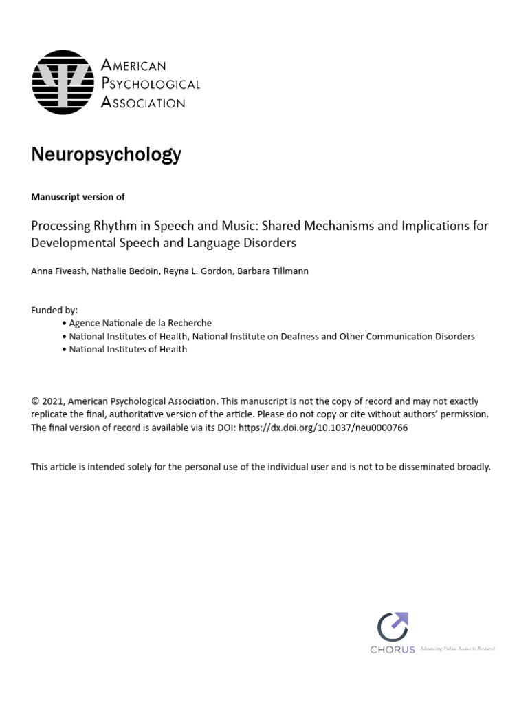 Rhythm Processing in Speech and Music | PDF | Neural Oscillation | Rhythm