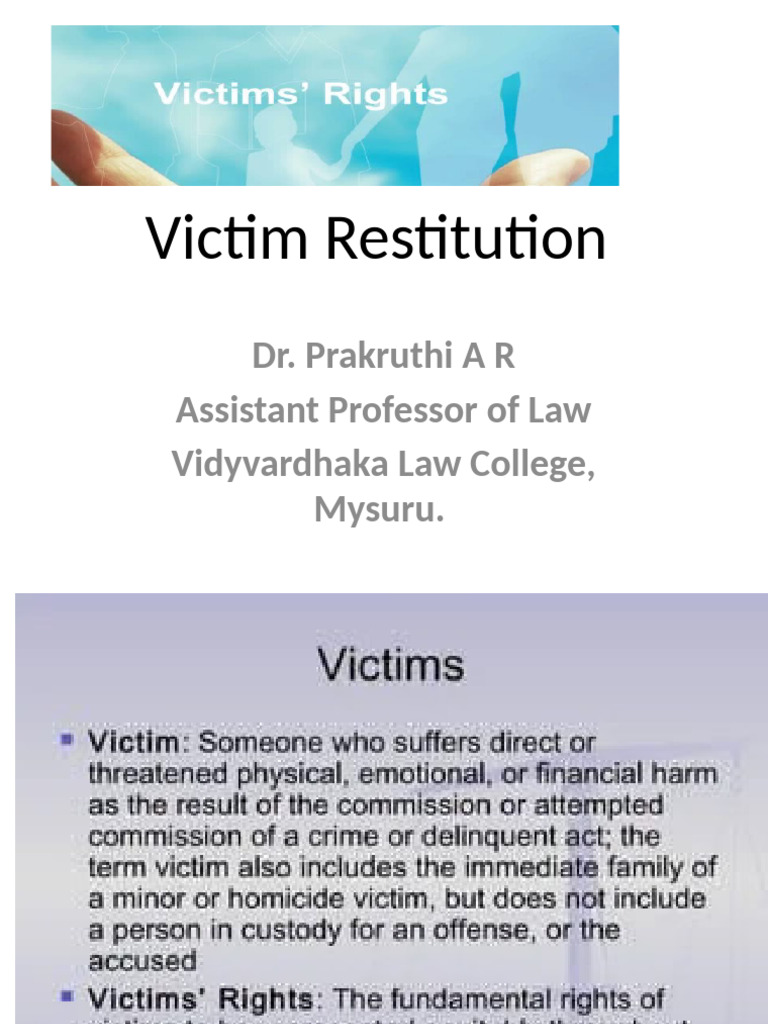 Victim Restitution in Law | PDF