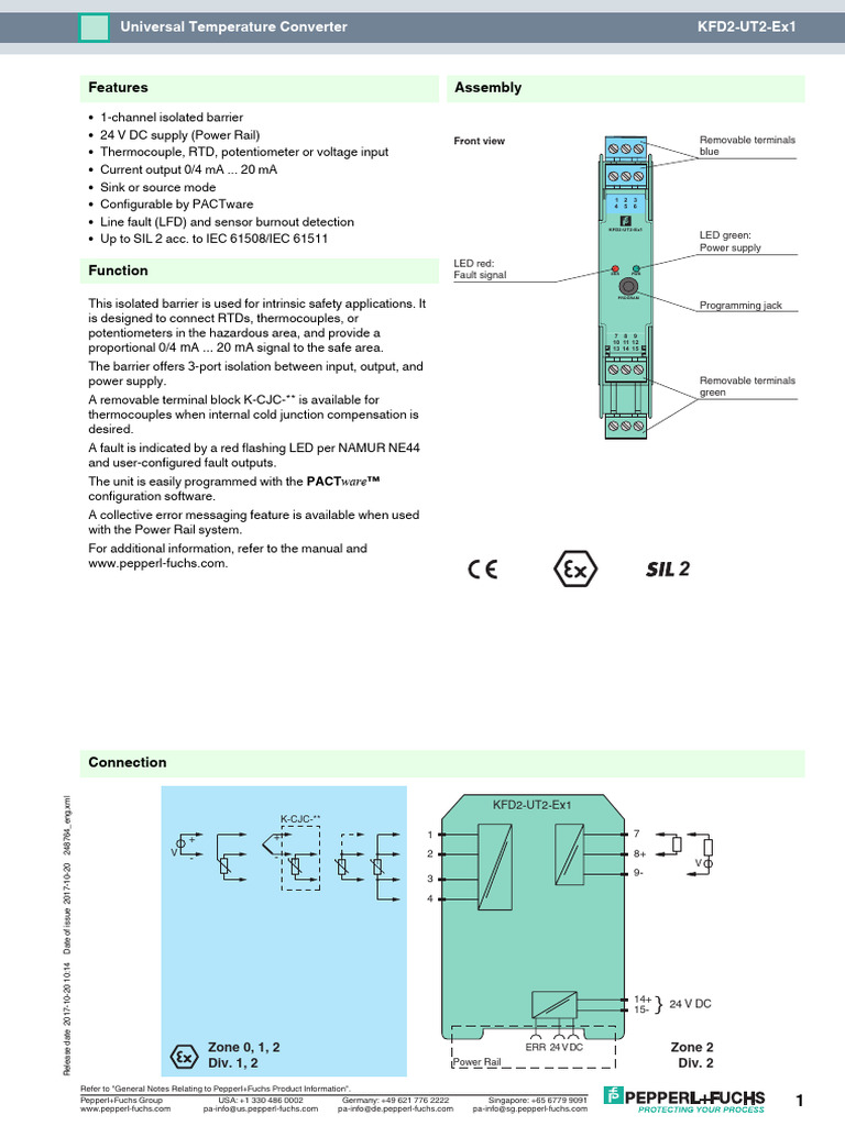Assembly Features: 0/4 Ma ... 20 Ma | PDF | Thermocouple | Power Supply