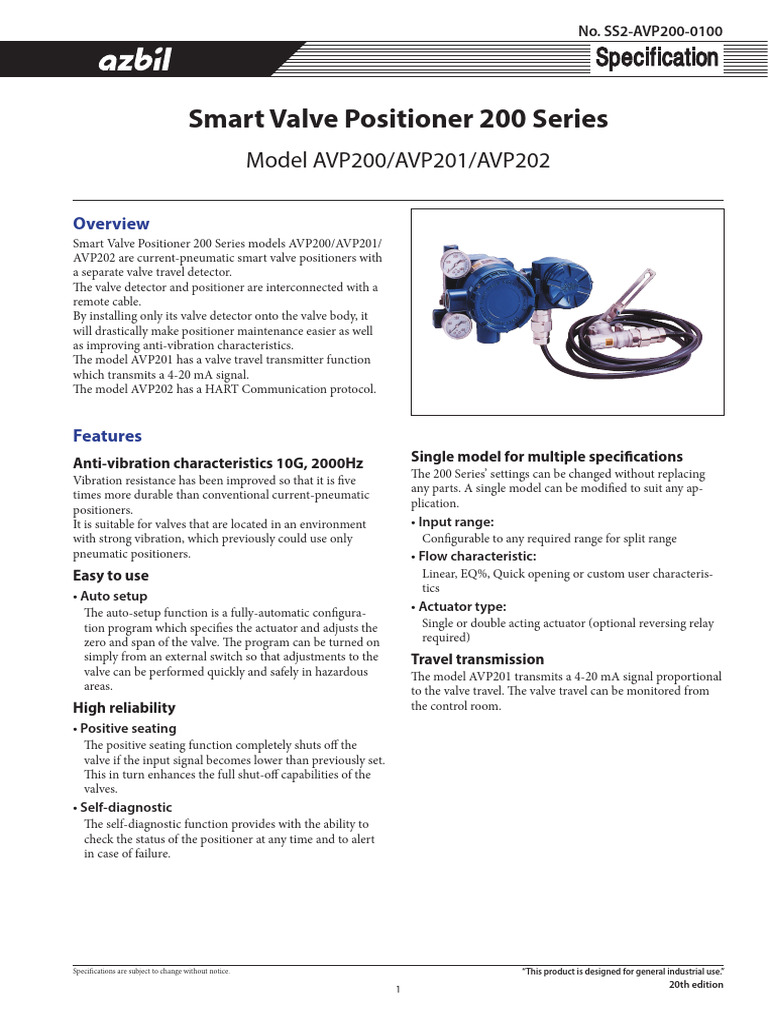Smart Valve Positioner 200 Series Overview | PDF | Electric Power ...