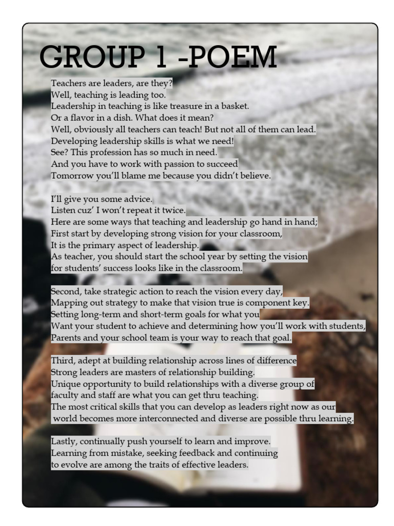 Poem Group 1 Pdf