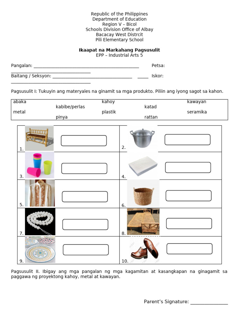 Grade 5 Q4 EPP (IA) Periodical Test | PDF