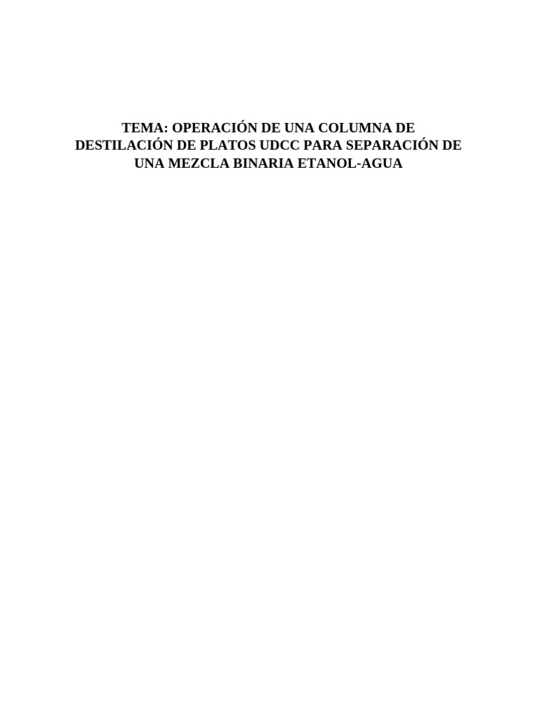 Destilación Etanol-Agua en Columna UDCC | PDF | Destilación | Química