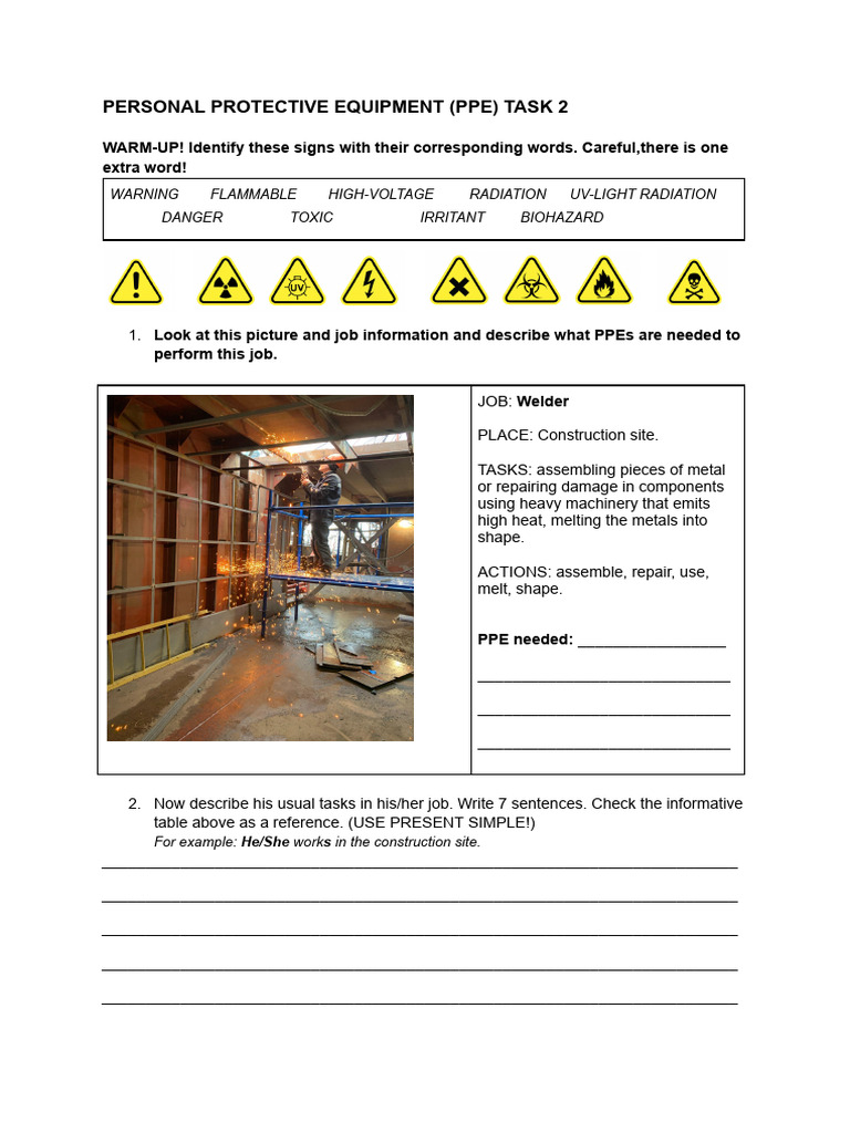 Personal Protective Equipment (Ppe) Task 2 Esl | PDF | Photovoltaics ...