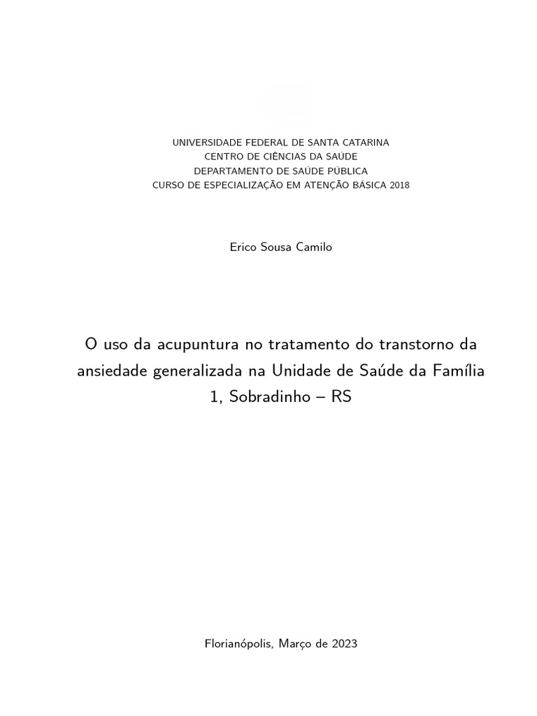 Acupuntura no Tratamento da Ansiedade | PDF | Acupuntura | Ansiedade