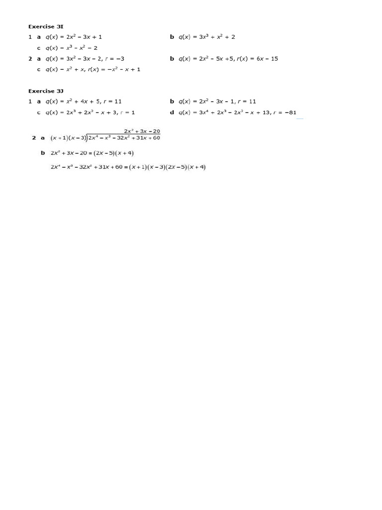 Long N Synthetic Division ANSWER | PDF
