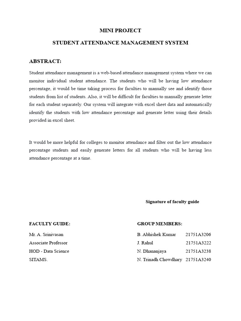 Student Attendance Management System | PDF