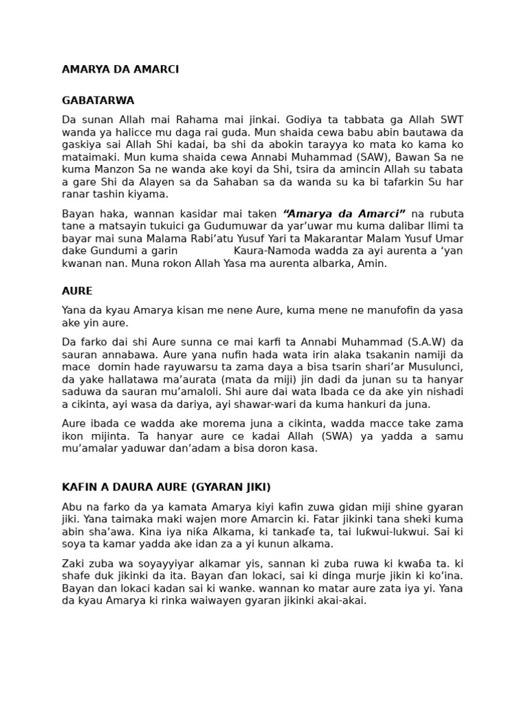Amarya Da Amarci | PDF