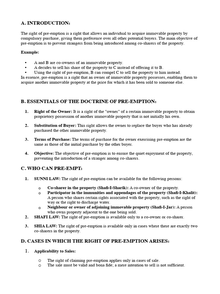 Understanding the Right of Pre-emption | PDF | Property | Real Property