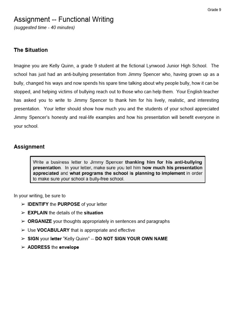 Assignment Functional Writing: The Situation | PDF