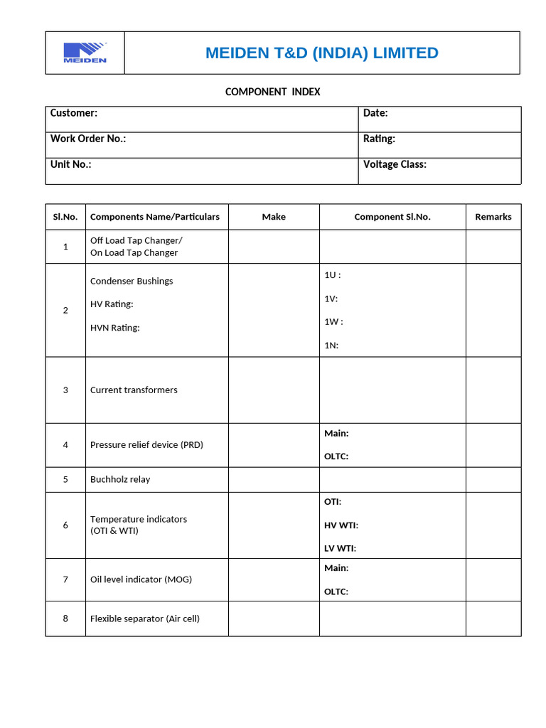 Boughtout Component Index | PDF