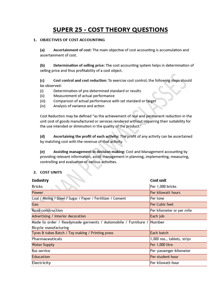 Cost Theory Q&A Guide | PDF | Cost Accounting | Income Statement