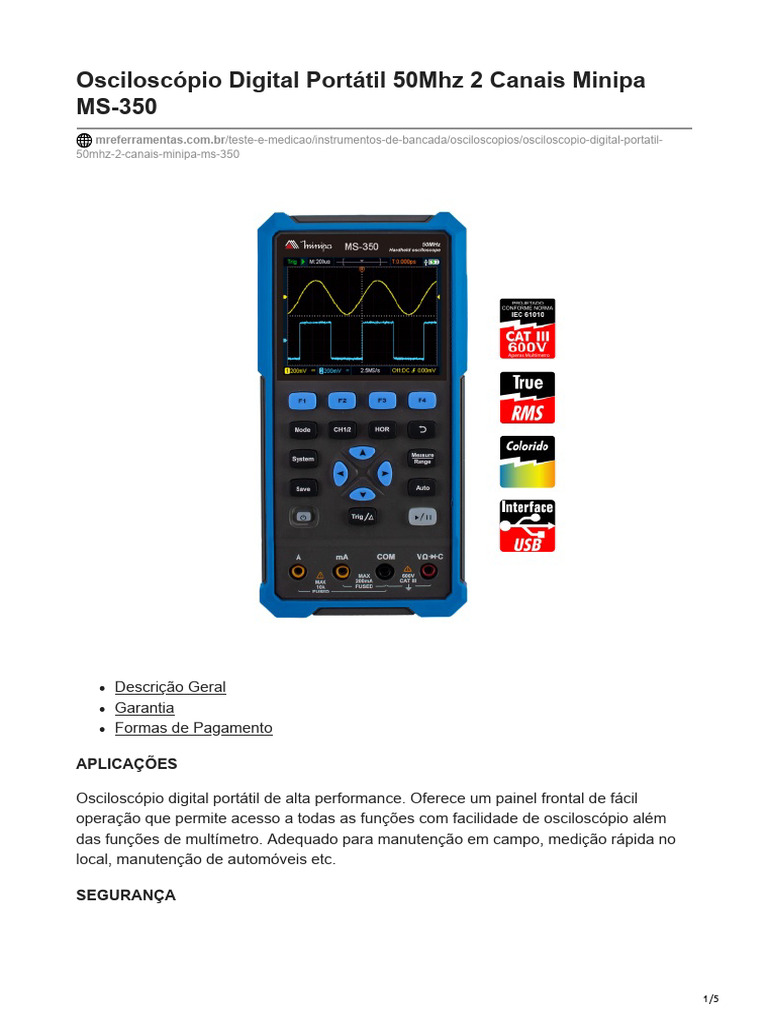 Osciloscópio Digital Portátil MS-350 | PDF | Informática