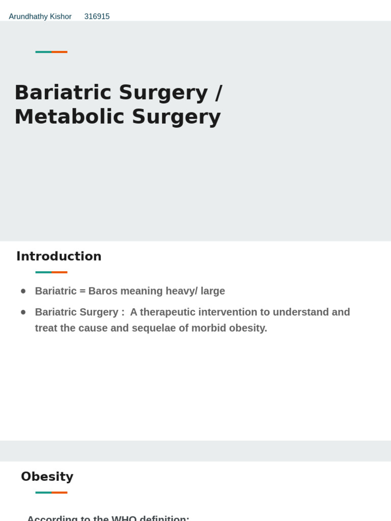 Bariatric Surgery | PDF | Obesity | Bariatric Surgery