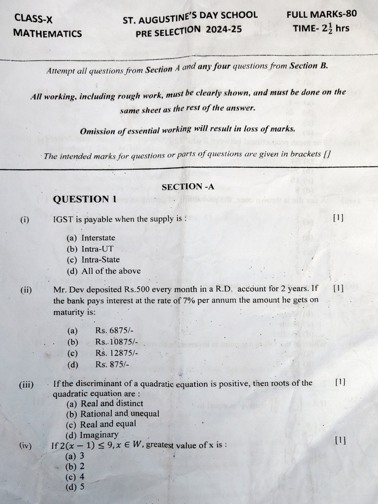 STADS HY Math 2024 | PDF | Mathematics | Algebra