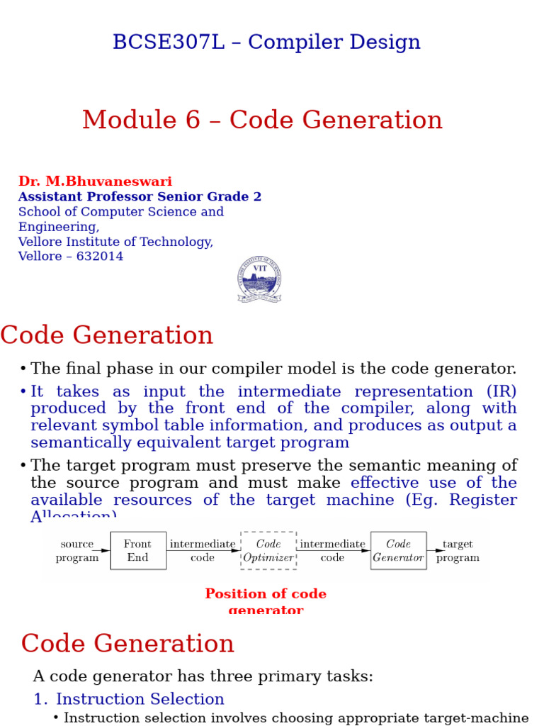 13-Issues in the Design of a Code Generator--22!10!2024 | PDF ...
