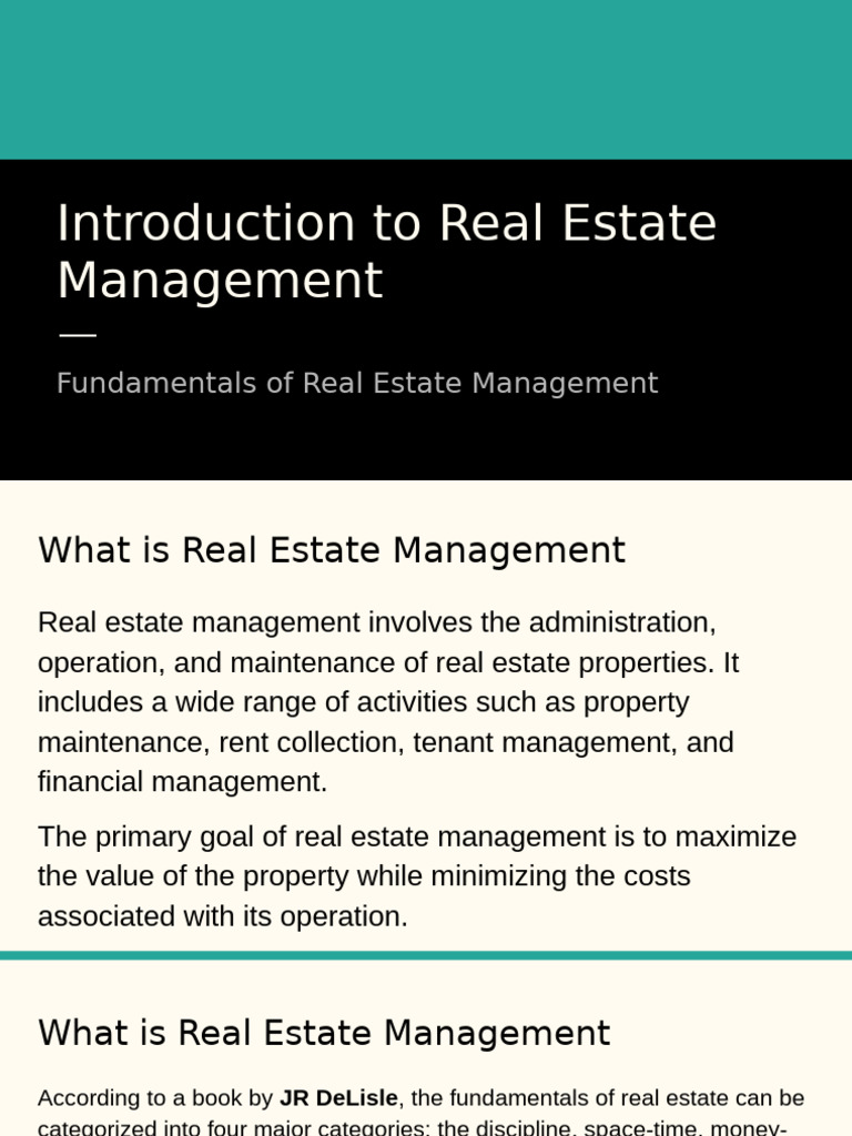 Fundamentals of Real Estate Management | PDF | Property Management ...