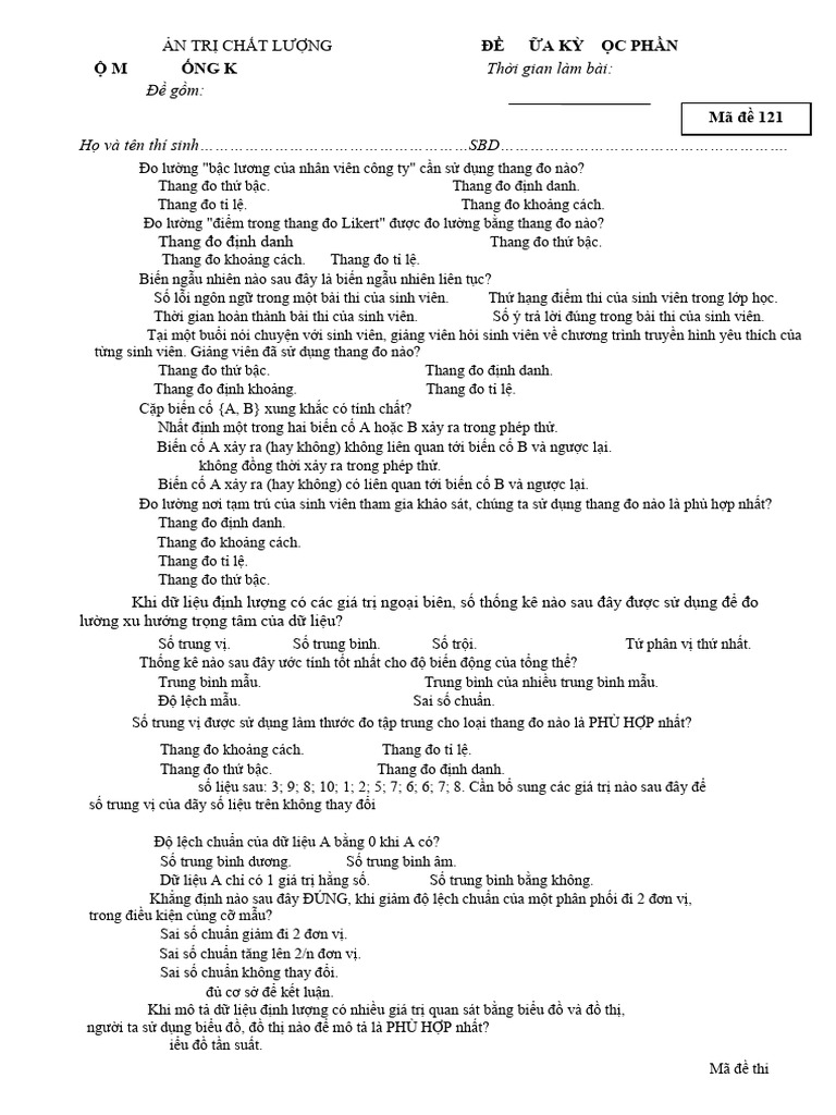 Giua Ky - SV - MA 121 | PDF
