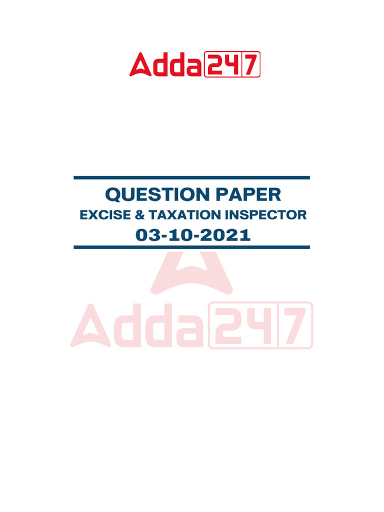 Previous Year Ques. of Excise Inspector - Compressed 1 | PDF | Taxes ...