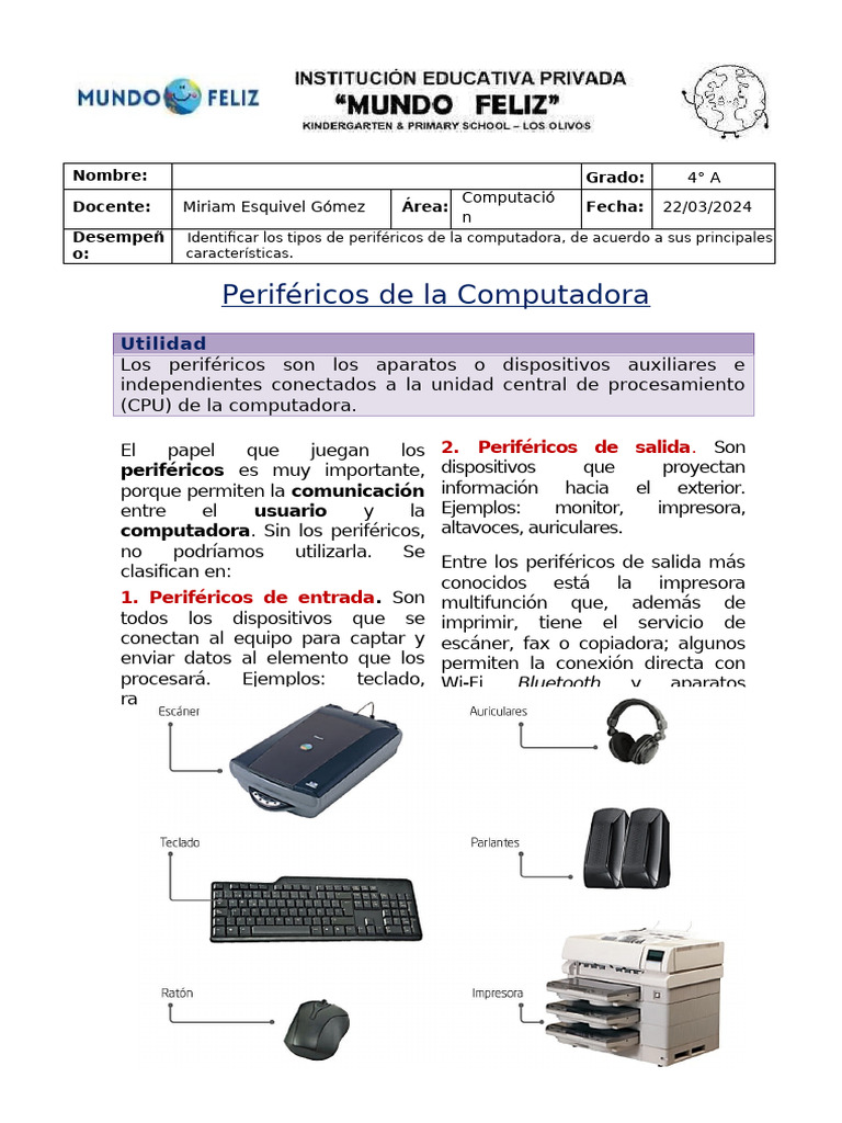 4 Grado - Ficha | PDF | Periférico | Hardware de la computadora