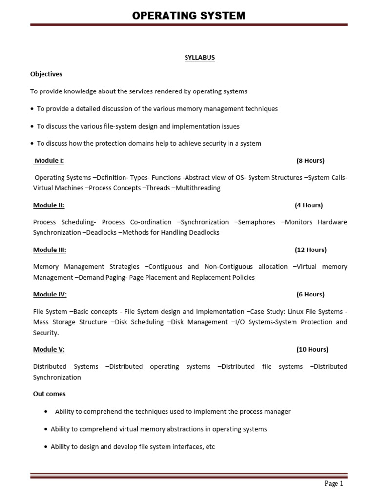 OPERATING SYSTEM_FULL NOTE | PDF | Operating System | Process (Computing)