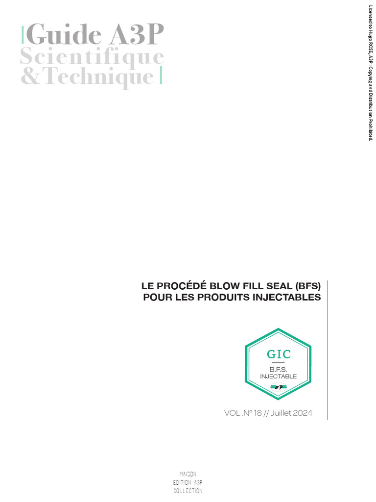 Guide A3P sur le procédé BFS injectable | PDF | Ingénierie