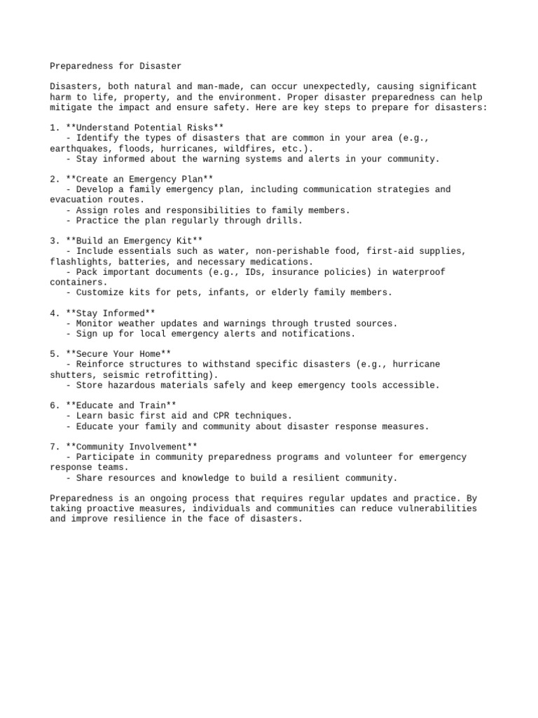 Essential Disaster Preparedness Guide | PDF