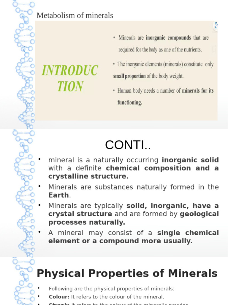 Metabolism of Mineral Additional Notes | PDF | Minerals | Chemical ...