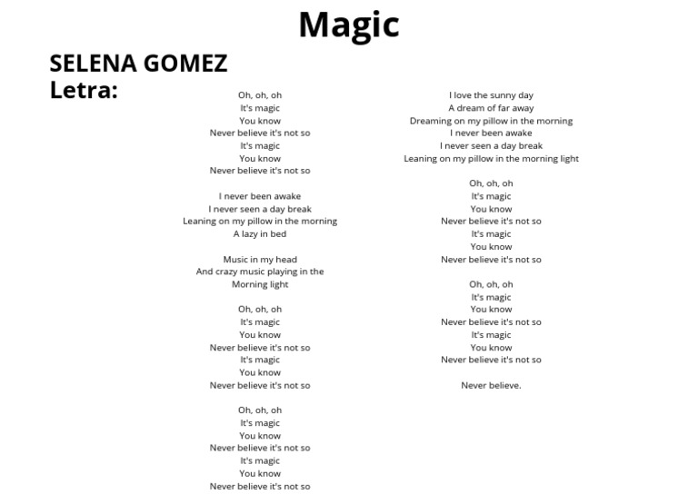 Selena Gomez - Magic Lyrics | PDF