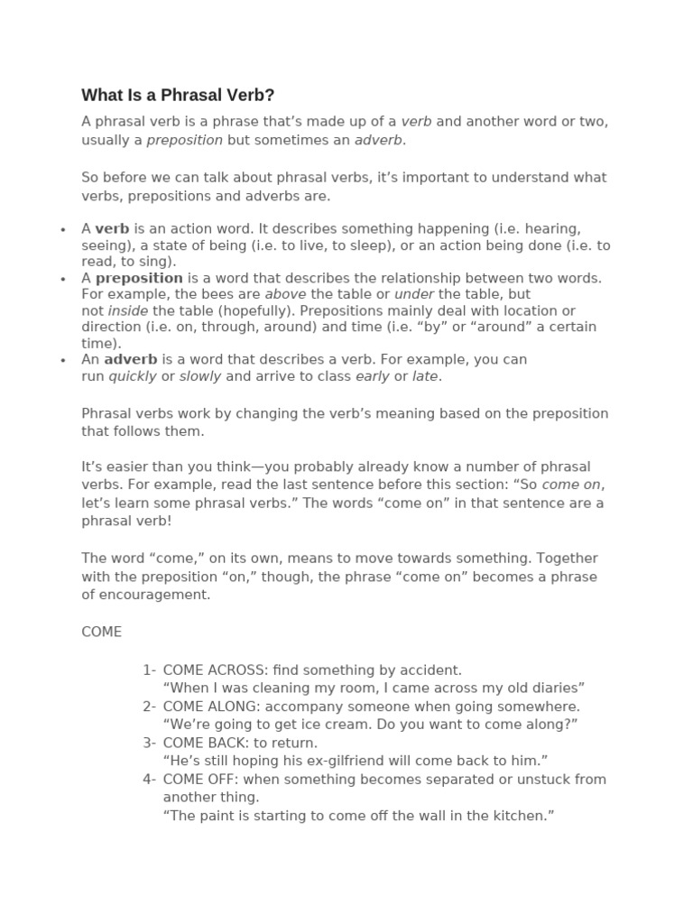 Phrasal Verb | PDF | Verb | Preposition And Postposition