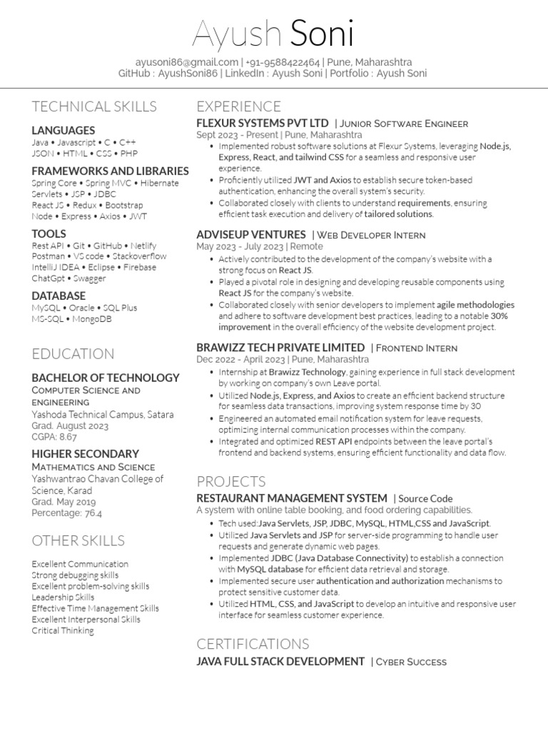 My Resume | PDF | Java (Programming Language) | My Sql