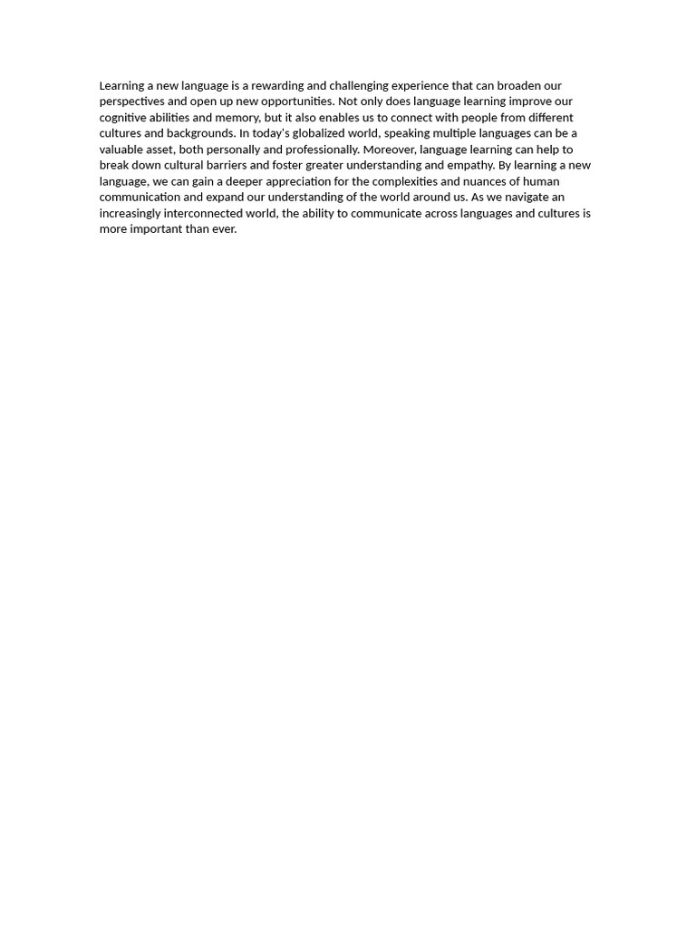 Benefits of Learning a New Language | PDF