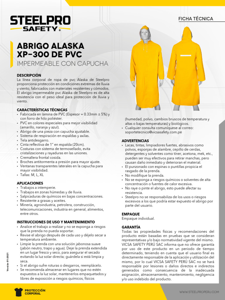 Abrigo Alaska XP-300 Impermeable PVC | PDF | Perú