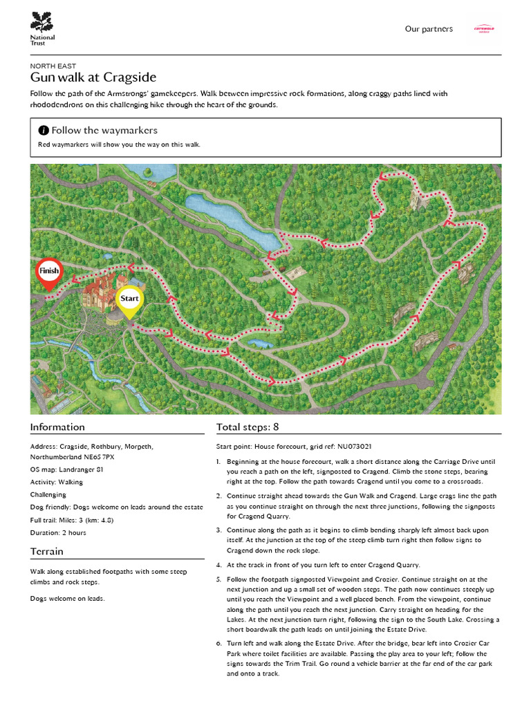 Cragside Gun Walk: Challenging Hike Guide | PDF | Trail | Land Transport