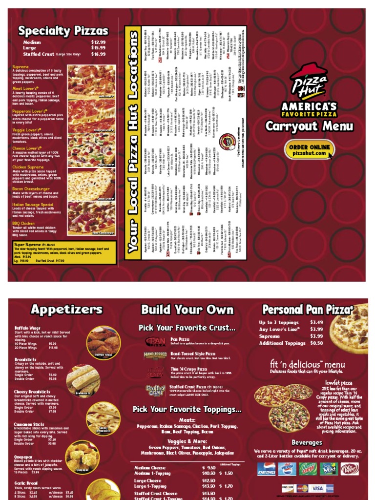 Pizza Hut Printable Menu With Prices: Discover Deals