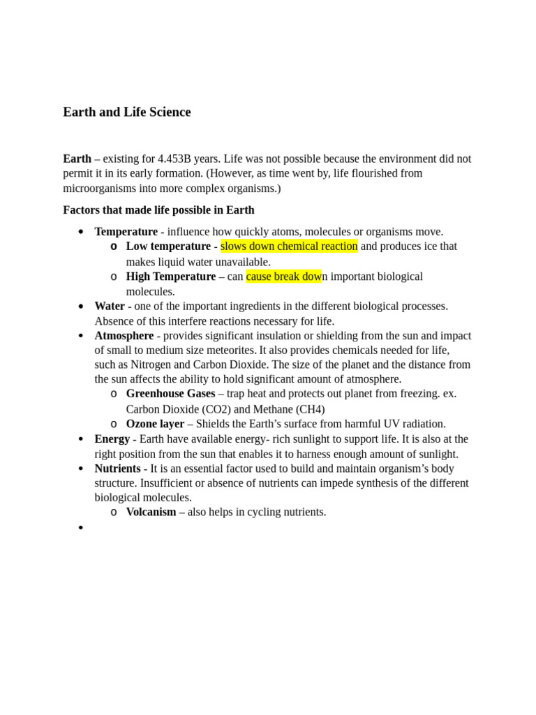 Earth and Life Science | PDF