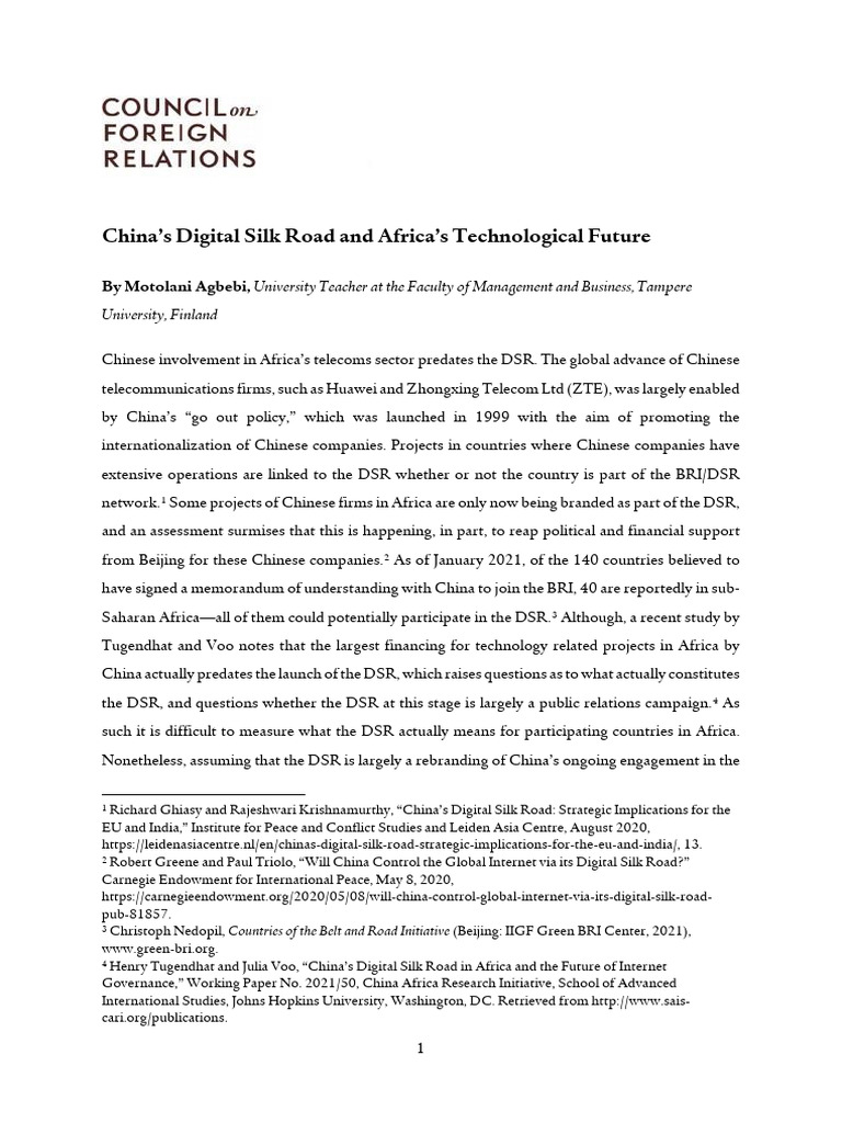 China's Digital Silk Road in Africa | PDF | China | World Politics