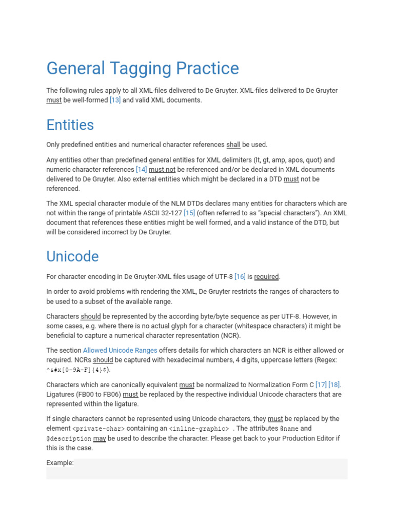 XML Tagging Guidelines for De Gruyter | PDF | Xml | Computing