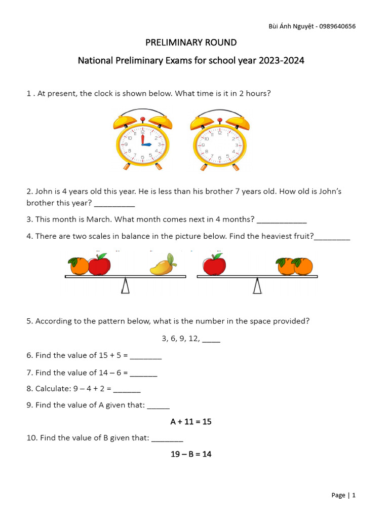 National Exam Math Questions 2023-2024 | PDF | Mathematics