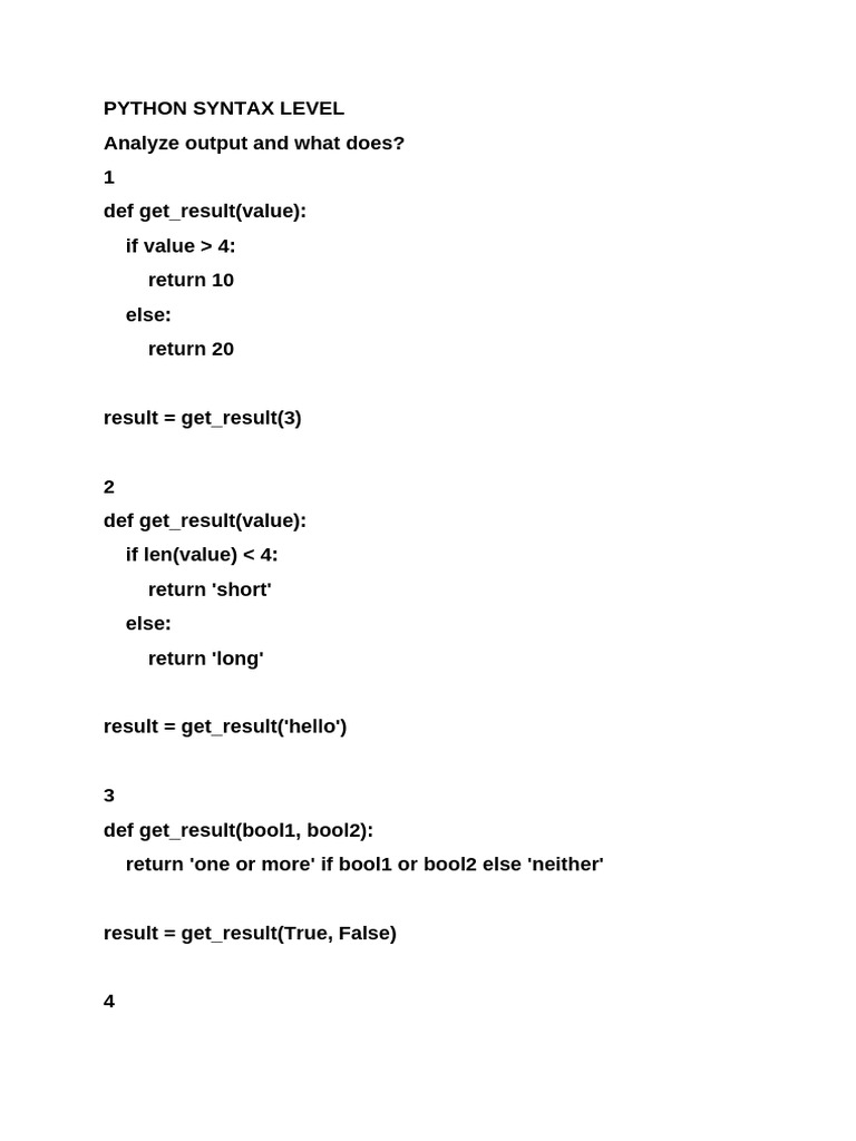 PYTHON CODE SNIPPETS SYNTEX LEVEL 1 | PDF | Software Engineering ...