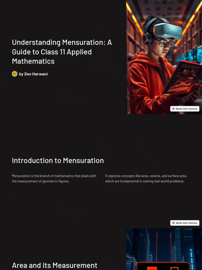 Understanding Mensuration A Guide To Class 11 Applied Mathematics | PDF