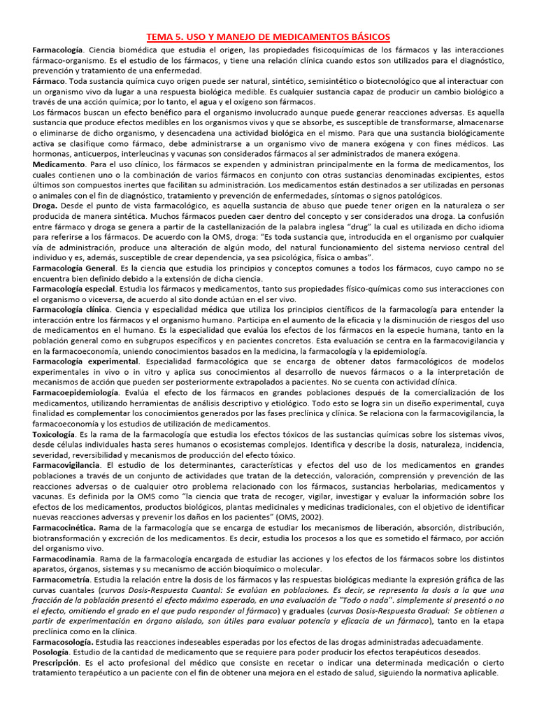 Uso y Manejo de Medicamentos Básicos | PDF | Medicamentos con receta ...