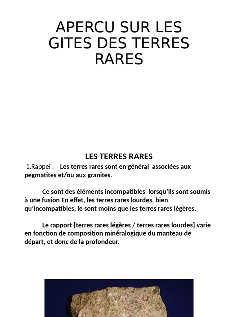 Gîtes des Terres Rares: Aperçu | PDF | Matériaux | Éléments chimiques